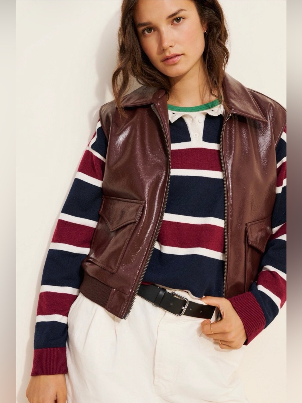 Maeve Anthropologie vegan Leather Utility Zip Vest sleeveless jacket